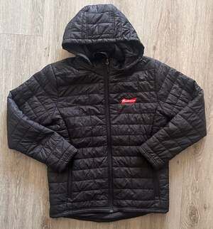 Fossa Apparel Budweiser Branded Quilted Lightweight Full Zip Hood Puffer Jacket